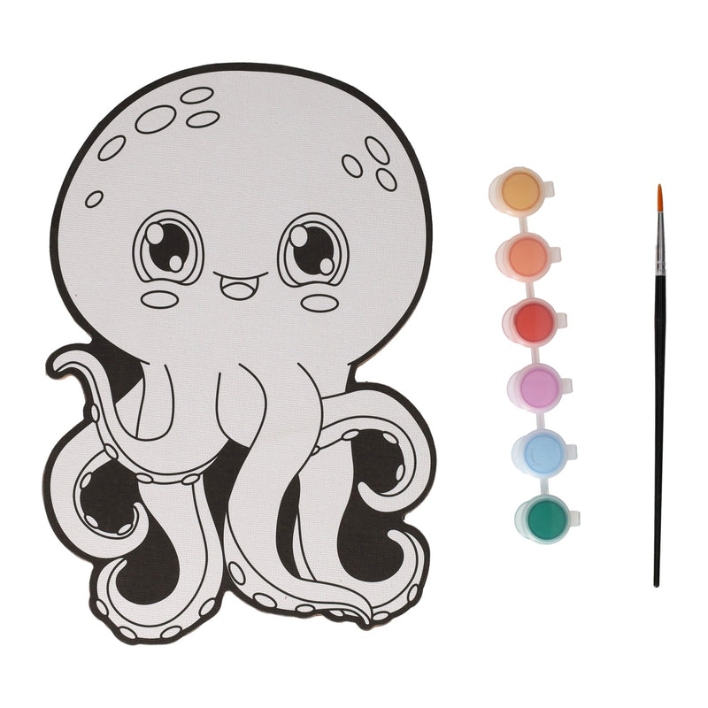 Load image into Gallery viewer, Wins holland canvas schilderen - octopus - incl penseel en 6 kleuren verf