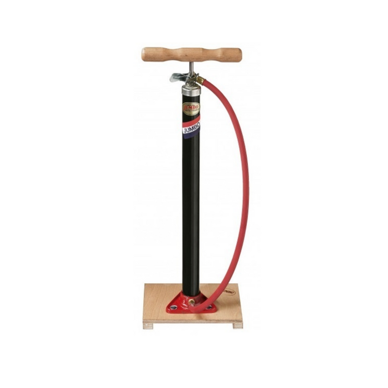 Load image into Gallery viewer, fietspomp op houten plank met Dunlop ventiel