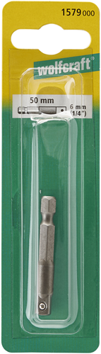 Load image into Gallery viewer, Wolfcraft adapter | voor dopsleutel | 6mm (1 4) | l 50mm | 1 stuk - 1579000