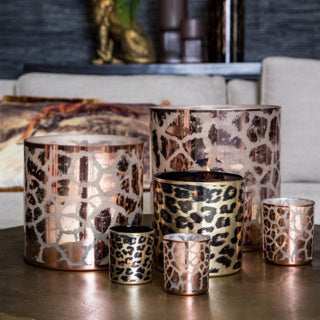 Load image into Gallery viewer, No brand windlicht desiree giraffeprint roze 15 cm | 2 stuks