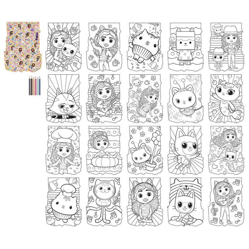 Afbeelding laden in galerijviewer, Moxy gabby's popppenhuis kleurset kleurboek met 6 kleurpotloden - kleurboek 27-delig - tekenen en kleuren - gabby's dollhouse creatief speelgoed vanaf 3 jaar