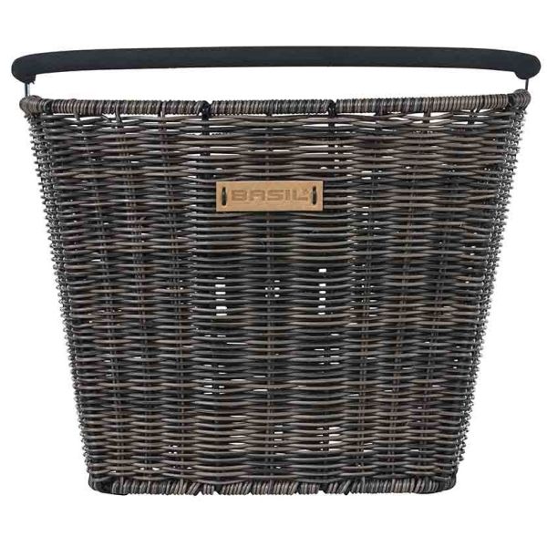 Load image into Gallery viewer, Basil Bremen Rattan Look KF - fietsmand - voorop - donkerbruin