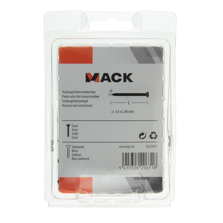 Load image into Gallery viewer, Mack 1017937 - staalnagel bvk staal geblauwd 200 gr 3,4 x 80 mm | 5 stuks