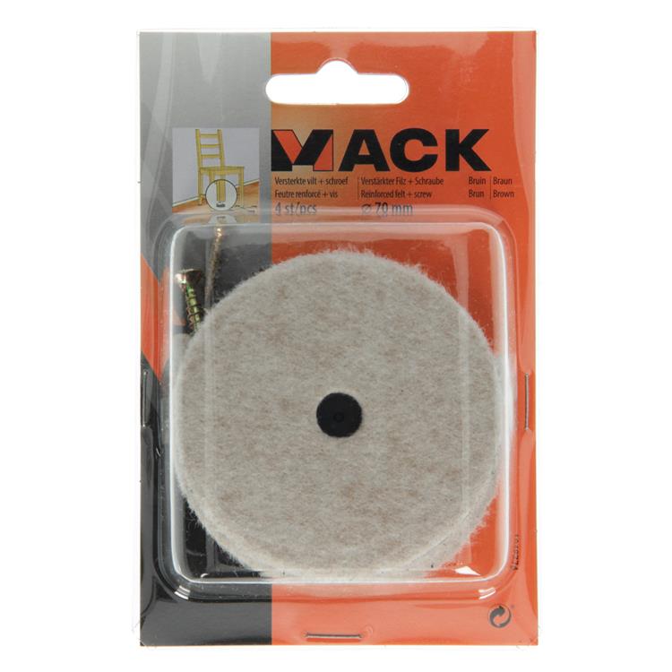 Load image into Gallery viewer, Mack 1048774 - versterkte vilt + schroef bruin ø 70 mm 4 st pcs | 6 stuks