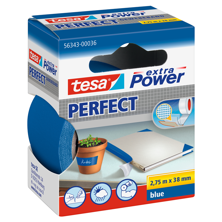 Load image into Gallery viewer, Tesa perfect 56343-00036-03 textieltape extra power blauw (l x b) 2.75 m x 38 mm 1 stuk(s)