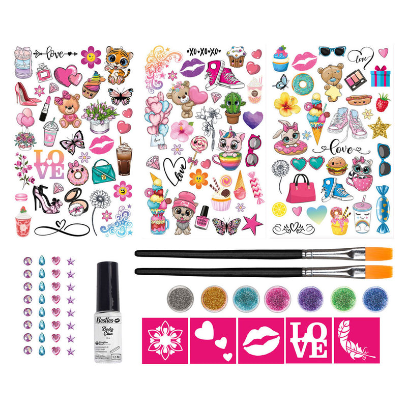 Load image into Gallery viewer, Besties glitter tattoo set