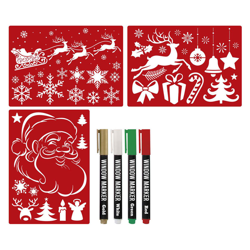 Load image into Gallery viewer, Creative craft group kerst raamsjablonen set met raamstiften