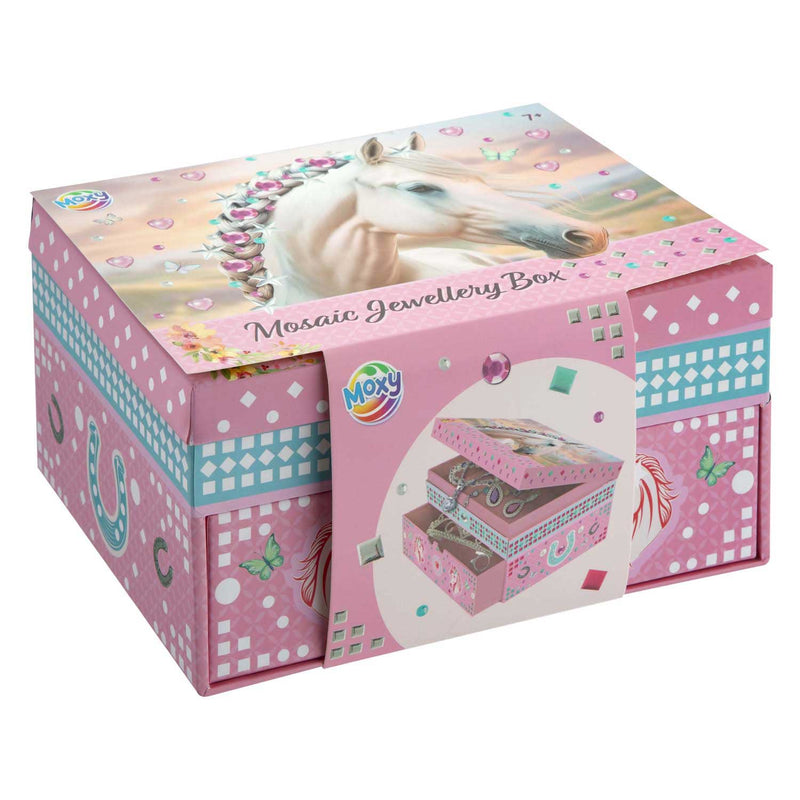 Load image into Gallery viewer, Moxy paarden juwelendoos mozaiek versieren - knutselset sieradendoos - creatief speelgoed meisjes vanaf 3 jaar - cadeautip home deco