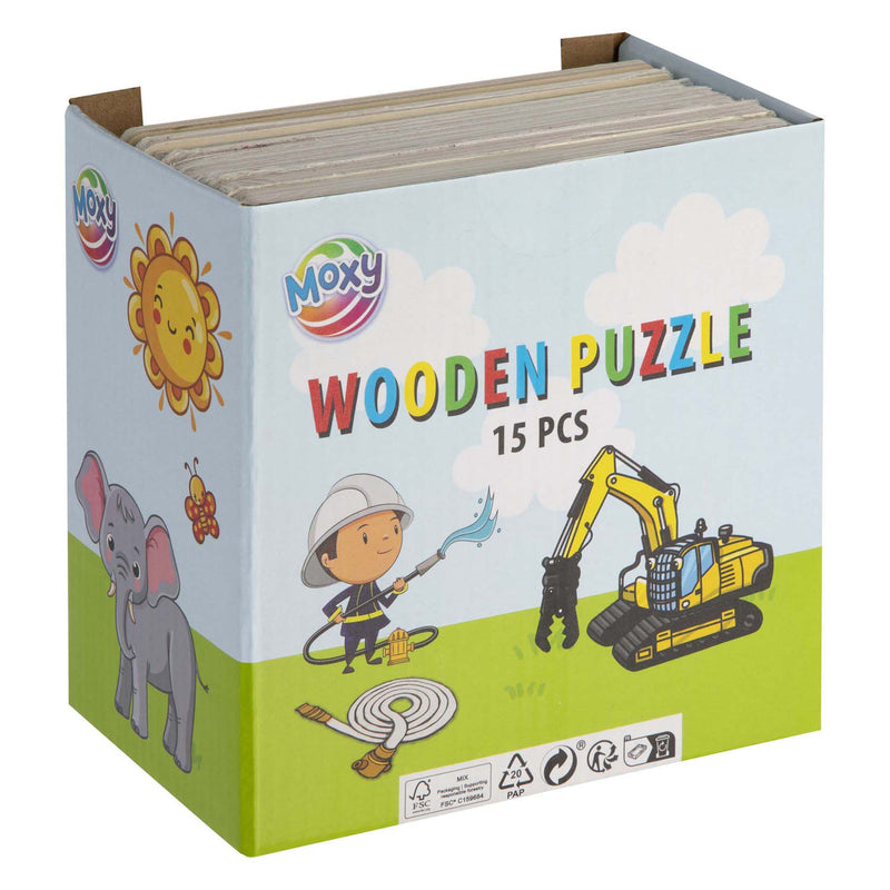 Load image into Gallery viewer, Moxy houten puzzel 9 stukjes 15x15cm