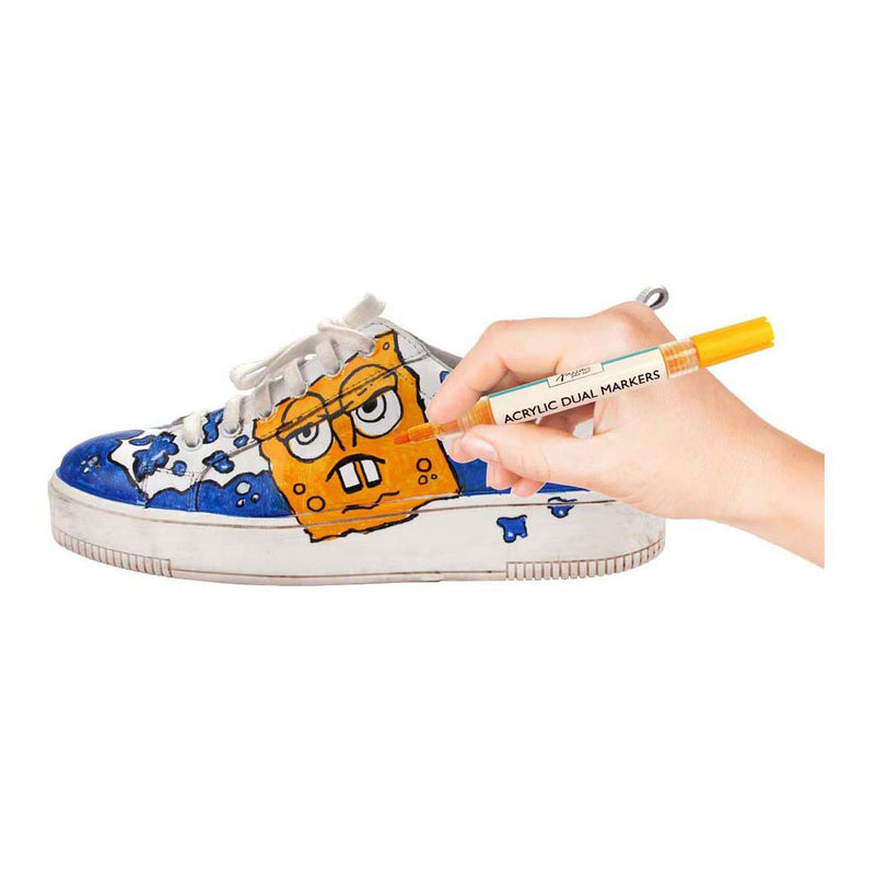Load image into Gallery viewer, Nassau fine art professionele acrylstiften | 6 verschillende kleuren | doppelmarkers | geschikt voor stenen - schoenen - glas - plastic - hout - kleding