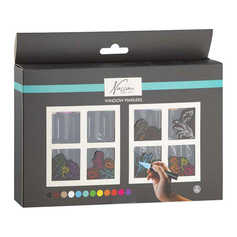 Afbeelding laden in galerijviewer, Creative craft group nassau raamkrijt markerset - 12st.