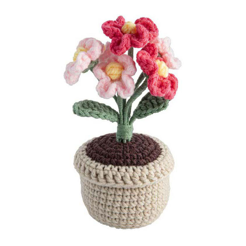 Load image into Gallery viewer, Creative craft group haakpakket bloempot roze bloemen - incl. naald en draad