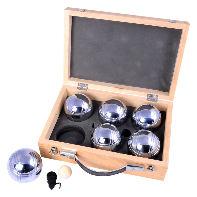 Load image into Gallery viewer, Engelhart metalen jeu de boules - 6 ballen in houten kist - luxe set - pétanque - boules - metalen ballen - geschikt voor elke jeu de boules baan - longfield