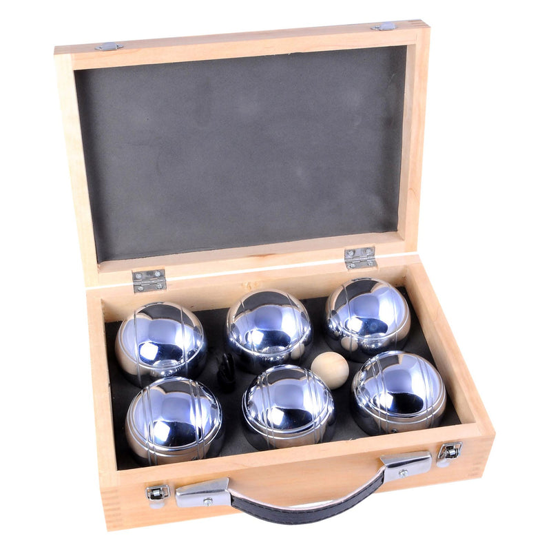 Load image into Gallery viewer, Engelhart metalen jeu de boules - 6 ballen in houten kist - luxe set - pétanque - boules - metalen ballen - geschikt voor elke jeu de boules baan - longfield