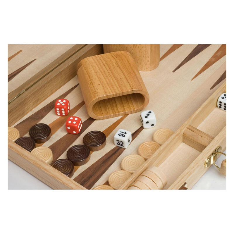 Load image into Gallery viewer, Engelhart backgammon 15 inch - hout ingelegd bord - houten koffer met handvat - luxe uitvoering -