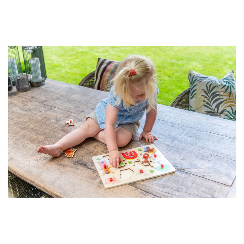 Load image into Gallery viewer, Engelhart houten knoppuzzel boerderij 30x23cm