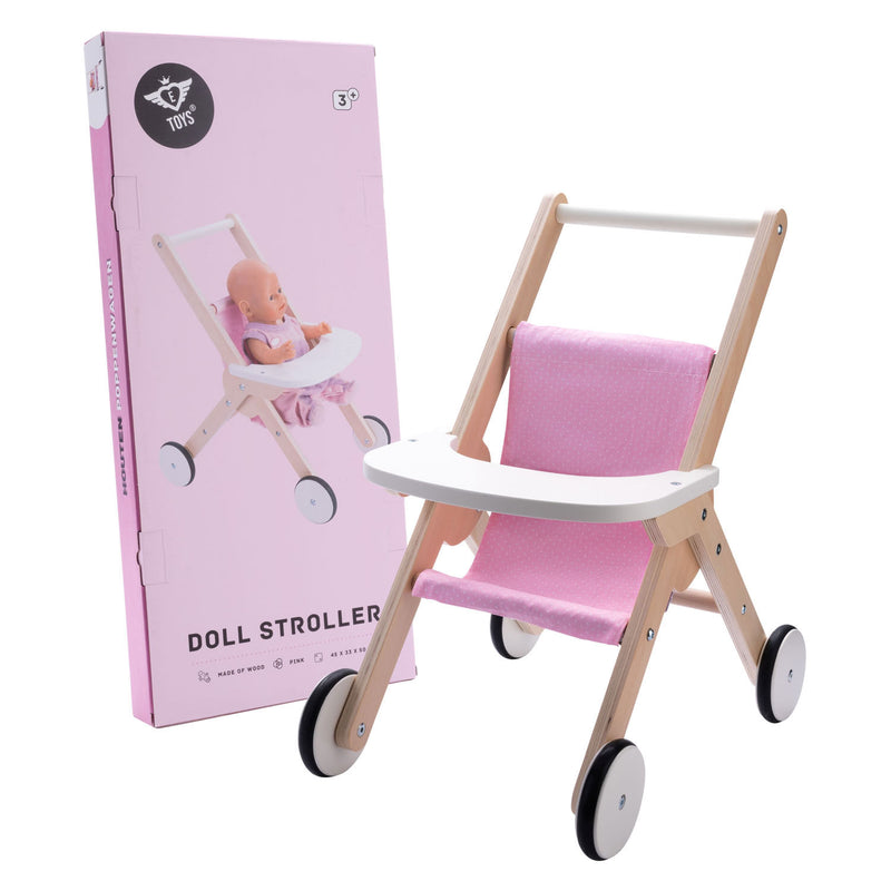 Load image into Gallery viewer, Engelhart houten poppenwandelwagen roze
