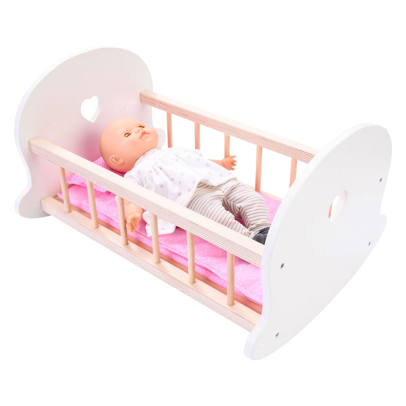 Load image into Gallery viewer, Angel toys poppenbedje schommelwieg, roze wit