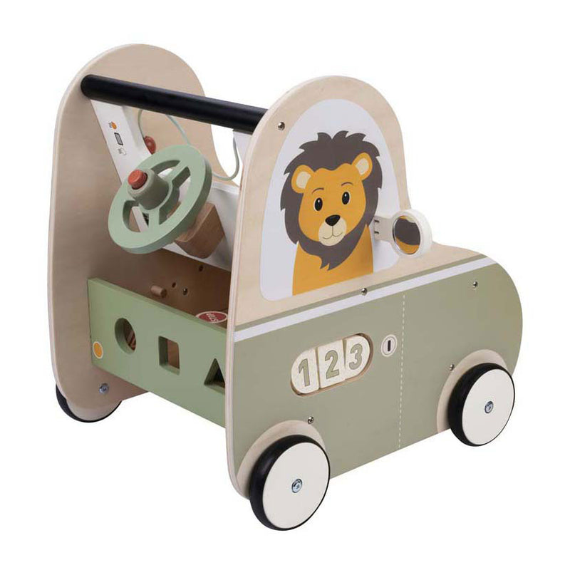 Load image into Gallery viewer, Jack jacky houten loopwagen met educatieve activiteiten – multi functional car – activiteiten loopwagen – walker speelgoed – motoriek cognitieve ontwikkeling – educatief houten speelgoed – jack jacky