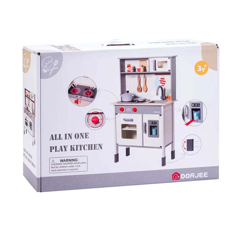 Load image into Gallery viewer, Dorjee houten speelkeuken – complete kinderkeuken met accessoires – oven, magnetron koelkast – inclusief pannen, spatels ijsmachine – kinderspel fantasiespel –