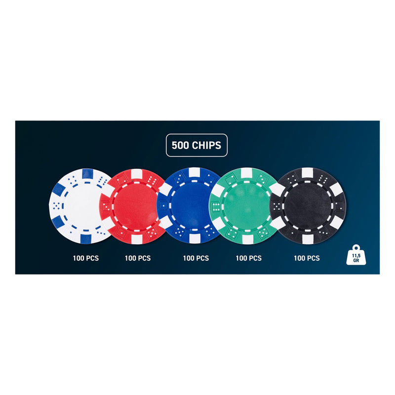 Load image into Gallery viewer, Longfield pokerset in zilveren koffer met 500 chips (11,5 g) – compleet met kaarten, dealer button dobbelstenen – engelhart