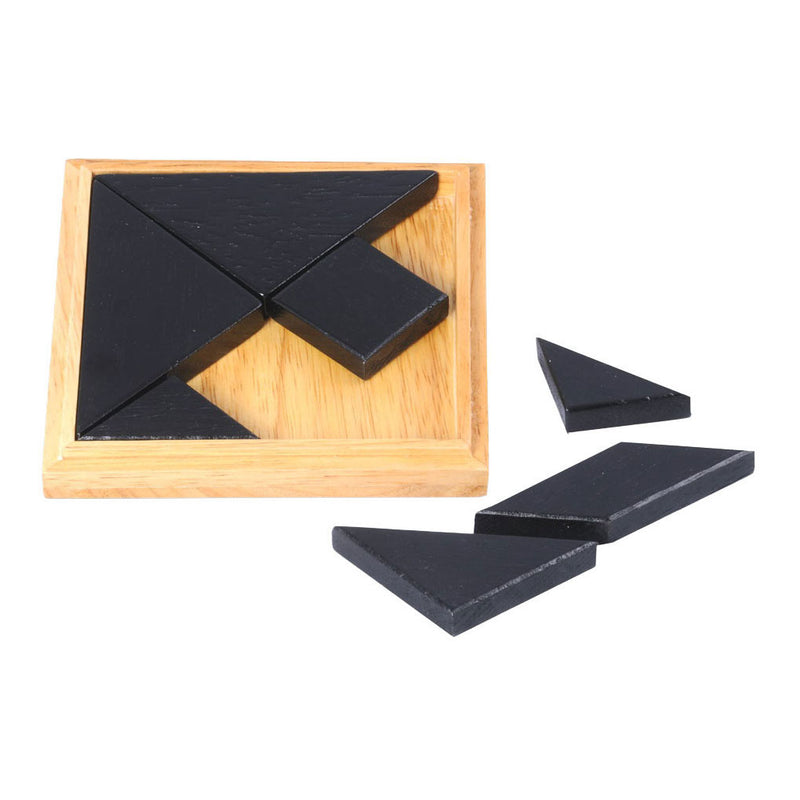 Load image into Gallery viewer, Longfield tangram - blank hout - rubberhout - inclusief voorbeelden en oplossingen - doosje - 13 x 13 cm - engelhart