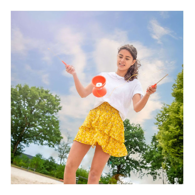 Load image into Gallery viewer, Engelhart diabolo van rubber met metalen stokjes - fluor rood