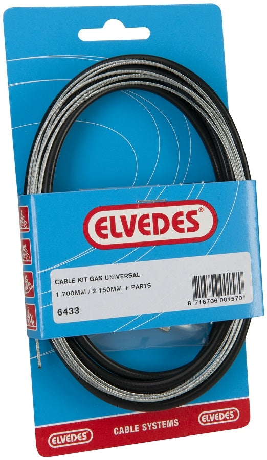 Load image into Gallery viewer, Elvedes Gaskabel universeel 1700mm 2250mm extra flexibel verzinkt zwart (op kaart)