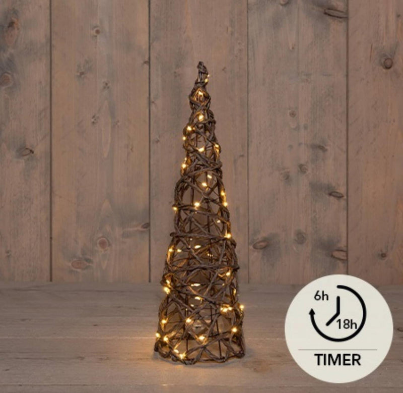 Load image into Gallery viewer, Anna's collection verlichte kegel 60led classicwarm 40cm werkt op 3xaa batterijen met 6uur timer