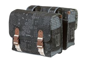 Load image into Gallery viewer, Basil Bohème Dubbele Fietstas - Zwart - 35L - Waterafstotend - Kunstleren Details