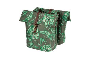 Load image into Gallery viewer, Basil Ever-Green dubbele fietstas, gerecycled PET, waterkerende vouwsluiting, vegan leather, 28-32L, thyme groen