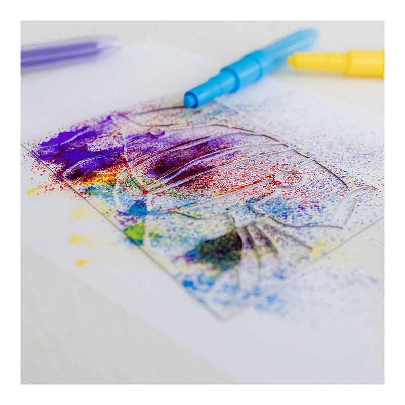 Load image into Gallery viewer, Totum spraypens 5 blaaspennen knutselset incl. unicorn en dieren sjablonen - creatief speelgoed vanaf 4 jaar - knutselen tekenen en schilderen cadeau tip