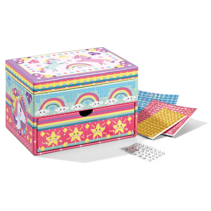 Load image into Gallery viewer, Totum unicorn sieraden doosje versieren - speelgoed meisjes knutselen cadeau tip - mozaïek 15 x 10 x 10 cm cadeau tip meisjes en jongens vanaf 3 jaar