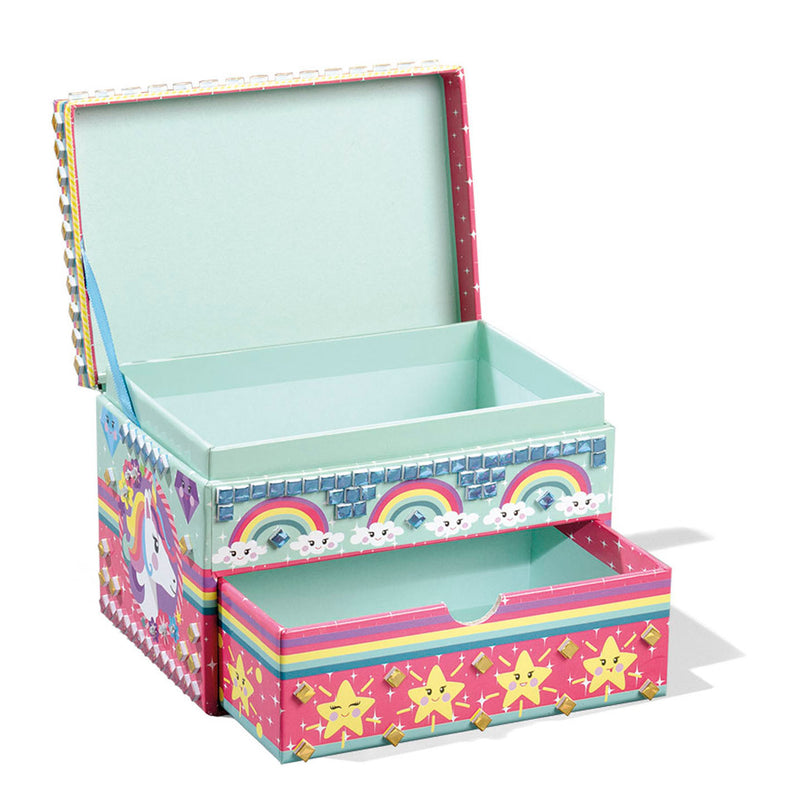 Load image into Gallery viewer, Totum unicorn sieraden doosje versieren - speelgoed meisjes knutselen cadeau tip - mozaïek 15 x 10 x 10 cm cadeau tip meisjes en jongens vanaf 3 jaar