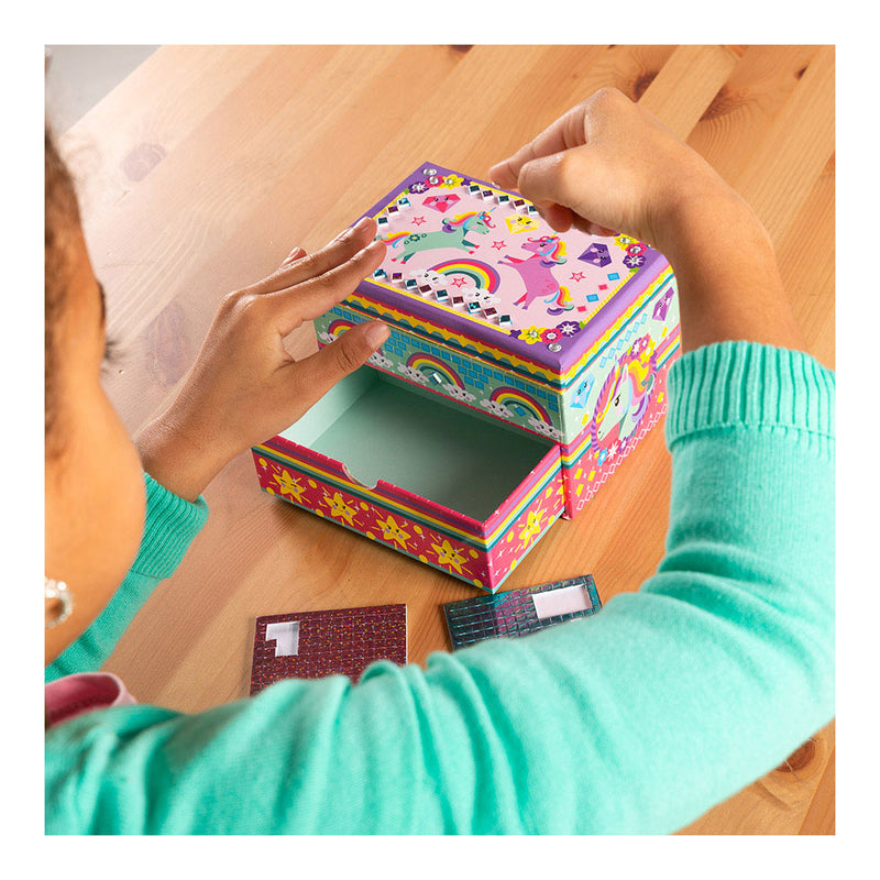 Load image into Gallery viewer, Totum unicorn sieraden doosje versieren - speelgoed meisjes knutselen cadeau tip - mozaïek 15 x 10 x 10 cm cadeau tip meisjes en jongens vanaf 3 jaar