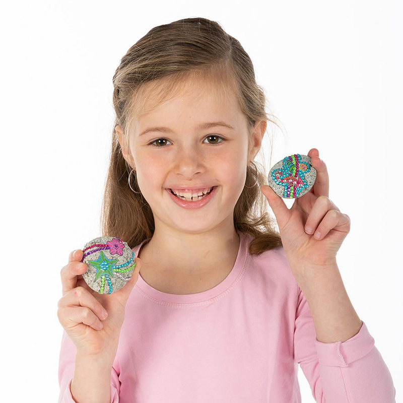 Load image into Gallery viewer, Totum knutselset stenen versieren met zeester incl. 350+ strass steentjes - rock starfish cadeautip creatief speelgoed meisjes en jongens vanaf 5 jaar knutselen