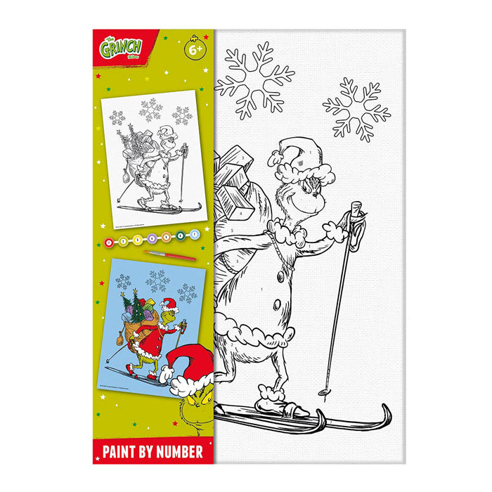 Load image into Gallery viewer, Totum the grinch - canvas schilderen op nummer the grinch - a4 formaat schilderijtje maken - knutselset jongens en meisjes vanaf 6 jaar incl. versftrip en penseeltje - cadeau tip