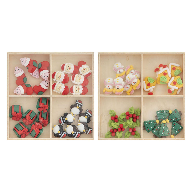 Load image into Gallery viewer, Creative craft group resin kerstmis figuren in houten doos - 24dlg.