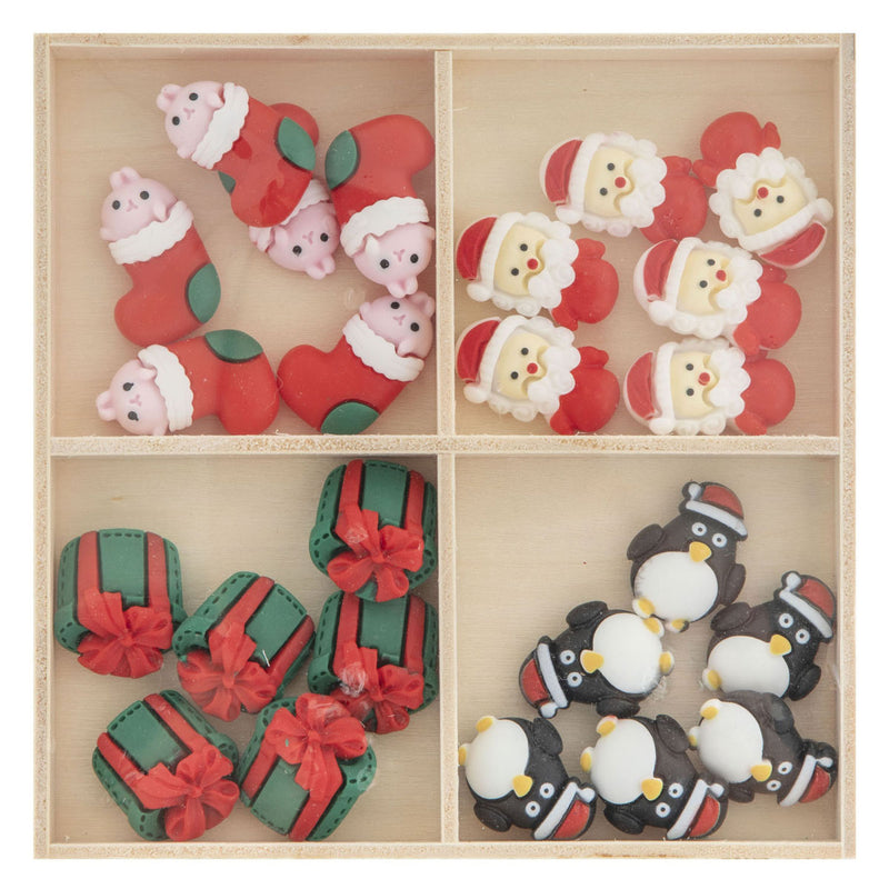 Load image into Gallery viewer, Creative craft group resin kerstmis figuren in houten doos - 24dlg.