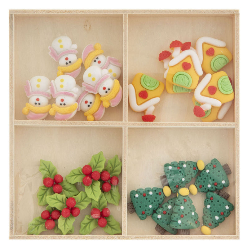 Load image into Gallery viewer, Creative craft group resin kerstmis figuren in houten doos - 24dlg.