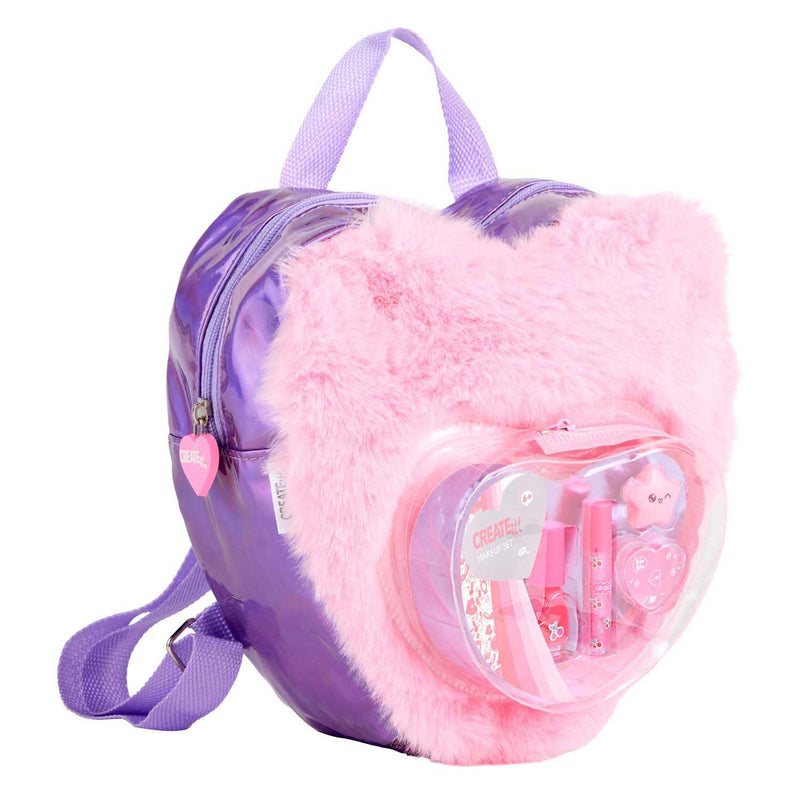 Load image into Gallery viewer, Canenco create it! beauty make-up set in fluffy rugtas love roze