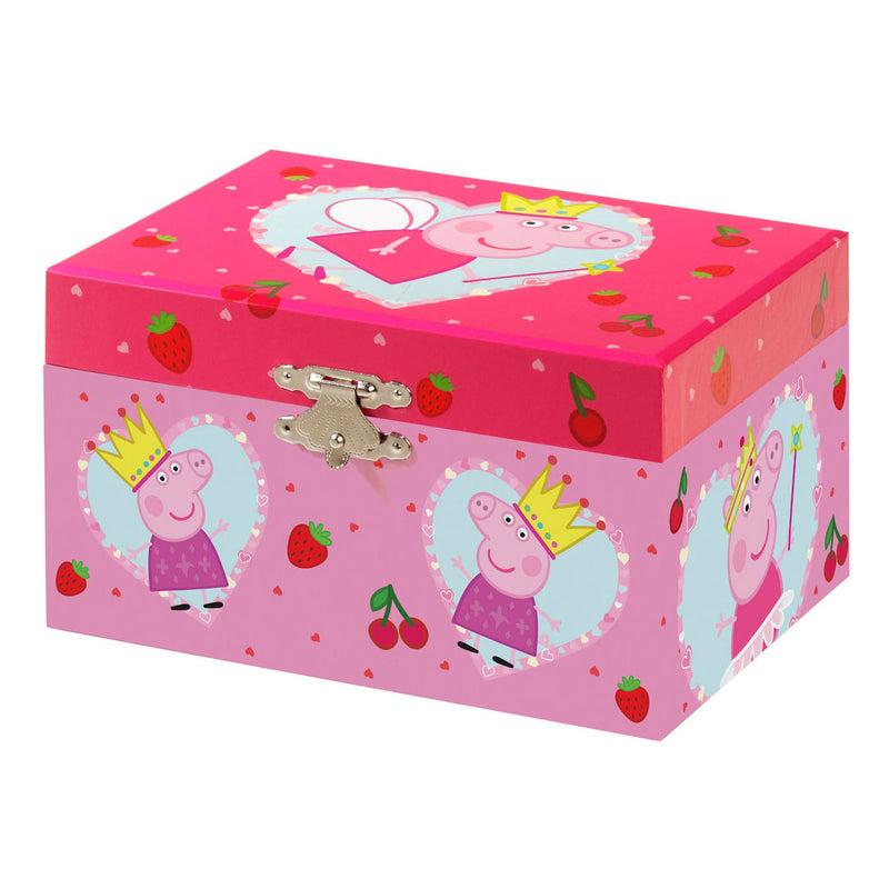 Load image into Gallery viewer, Bambolino peppa pig sieradendoosje, juwelenkistje, muziekdoosje - met draaiende peppa ballerina en spiegel - junior peuter en kleuterspeelgoed vanaf 3 jaar - cadeautip