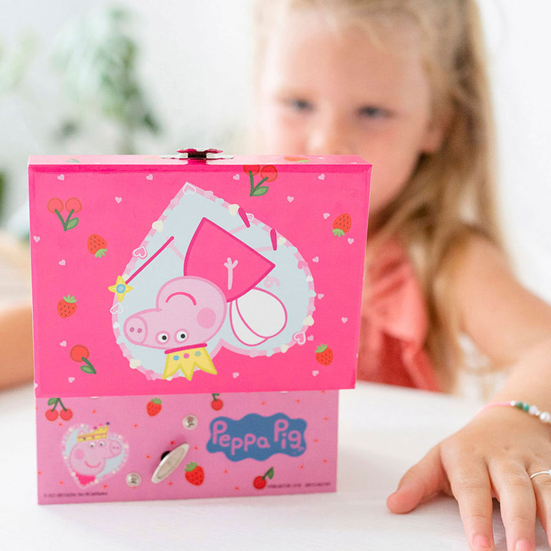 Load image into Gallery viewer, Bambolino peppa pig sieradendoosje, juwelenkistje, muziekdoosje - met draaiende peppa ballerina en spiegel - junior peuter en kleuterspeelgoed vanaf 3 jaar - cadeautip