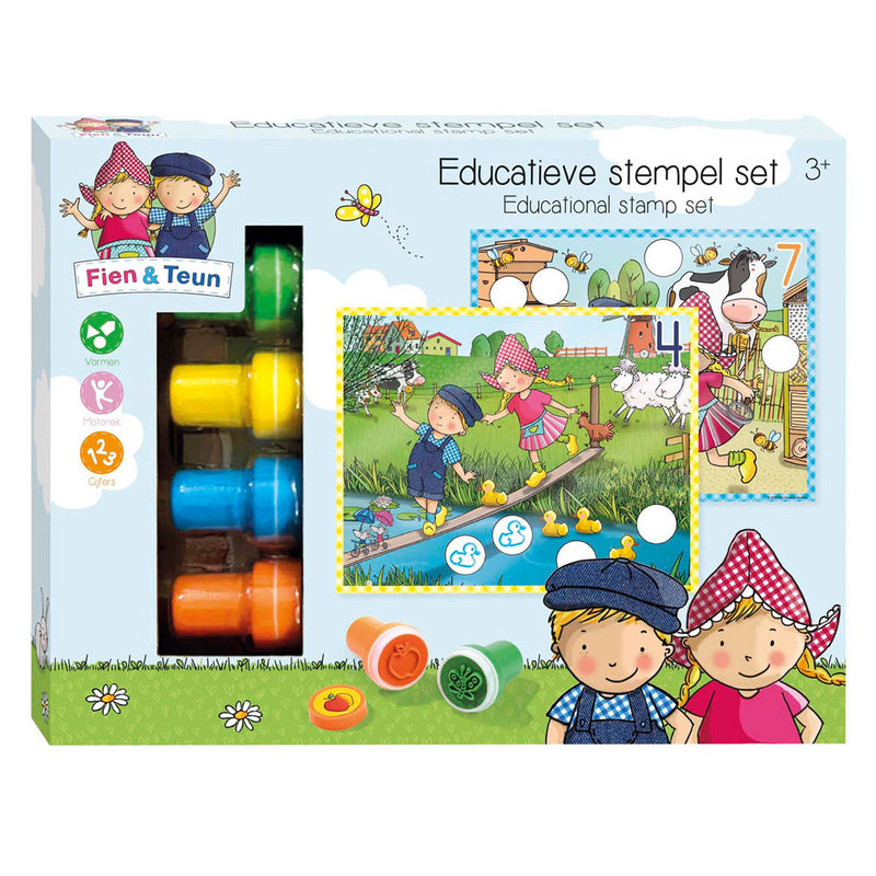 Load image into Gallery viewer, Bambolino fien teun creatieve stempelset, stempels en gekleurde kaarten - creatief, educatief speelgoed - boerderij speelgoed - vanaf 3 jaar - toys