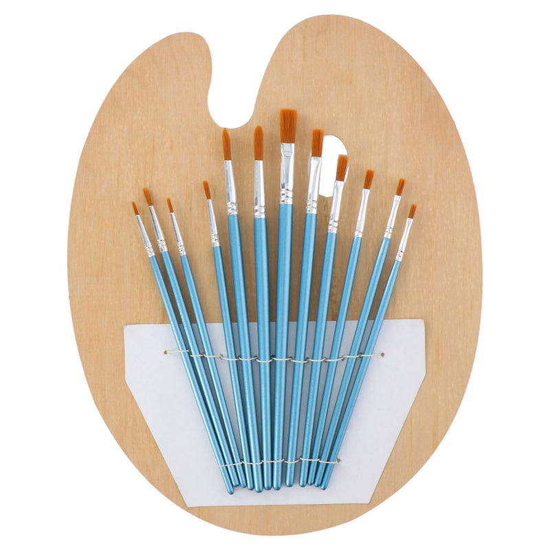 Afbeelding laden in galerijviewer, Creative kids verf penselen met houten schilderspalet, 13dlg.
