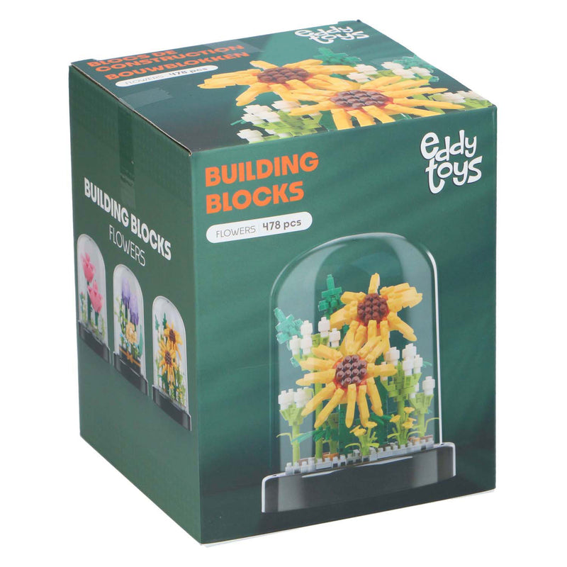 Load image into Gallery viewer, Bouwblokken bloemen in glazen stolp