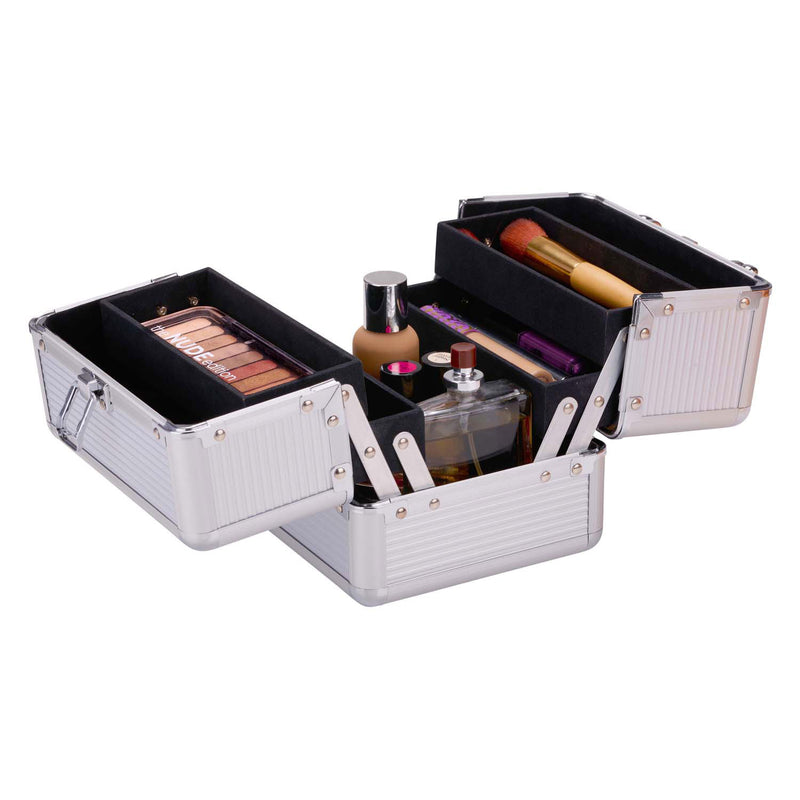 Afbeelding laden in galerijviewer, Make-up koffer zilver