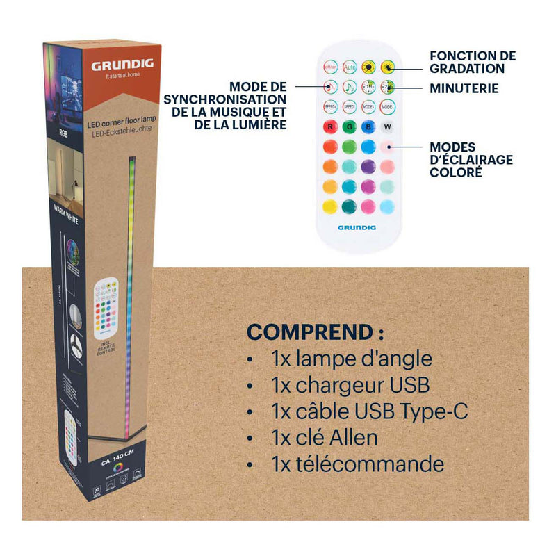 Load image into Gallery viewer, Grundig led-hoeklamp met afstandsbediening, 140cm