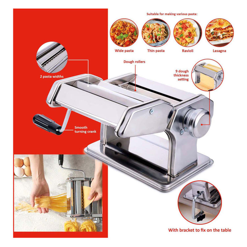 Load image into Gallery viewer, Alpina pastamaker handmatig - rvs - tafelklem - spaghetti, ravioli, lasagne