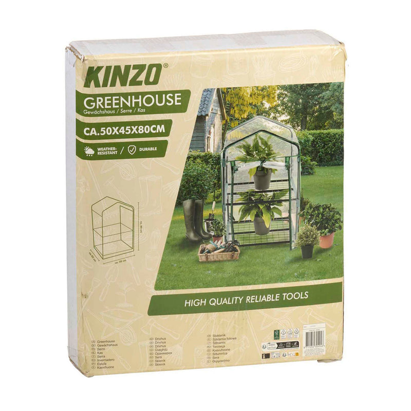 Load image into Gallery viewer, Kinzo broeikas kweekkas 45 x 50 x 80 cm - tuinkas met 2 verdiepingen - compacte broeikast voor planten en kweekbak - weerbestendig en transparant
